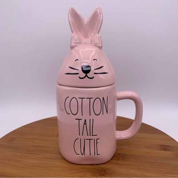Rae Dunn Artisan Collection by Magenta Cotton Tail Cutie Pink Mug With Bunny Lid - Picture 1 of 15